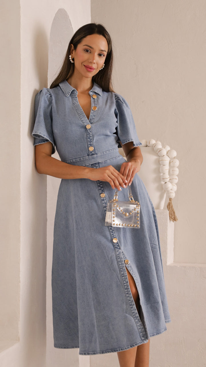 front view image 2 of Chone Denim Midi Dress