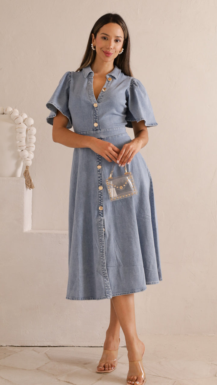 front view image 4 of Chone Denim Midi Dress