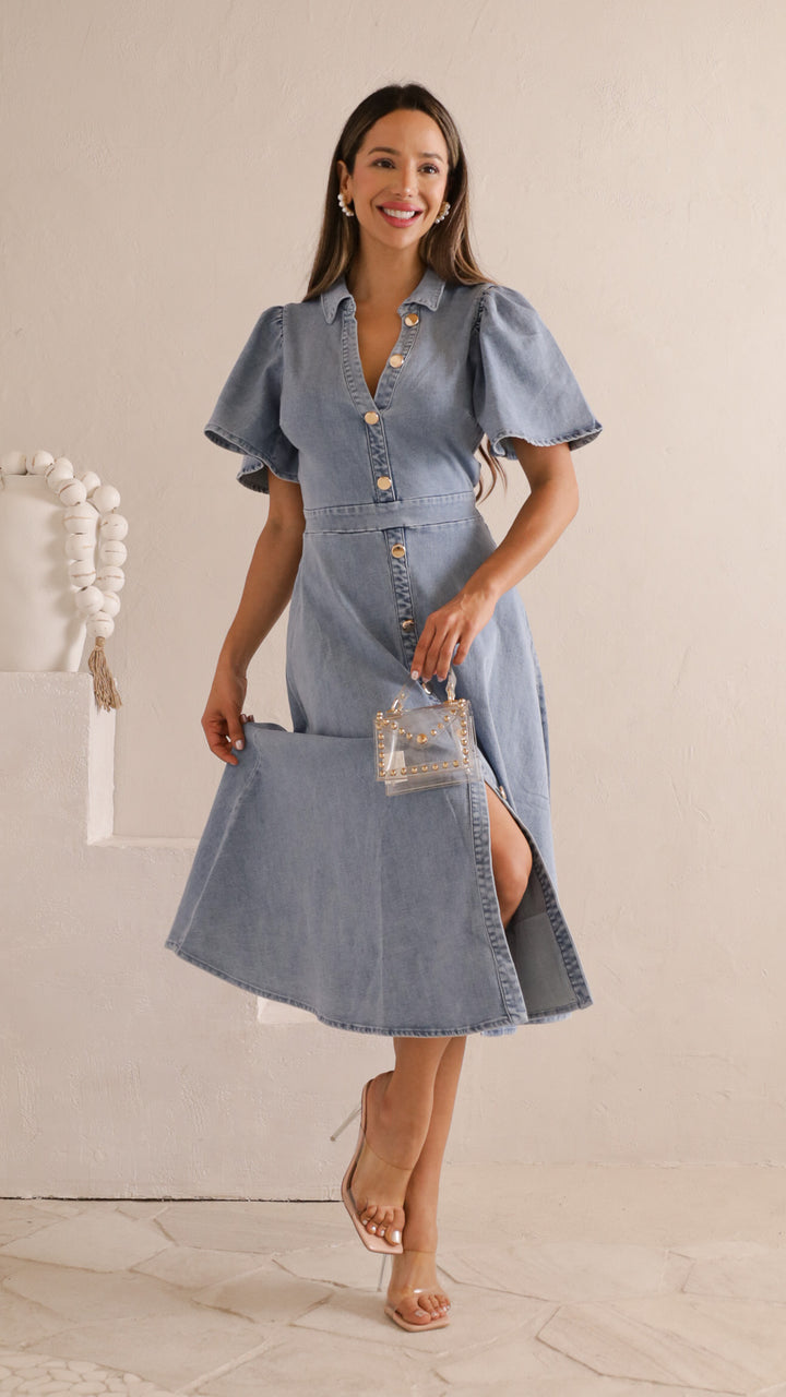 front view image 5 of Chone Denim Midi Dress