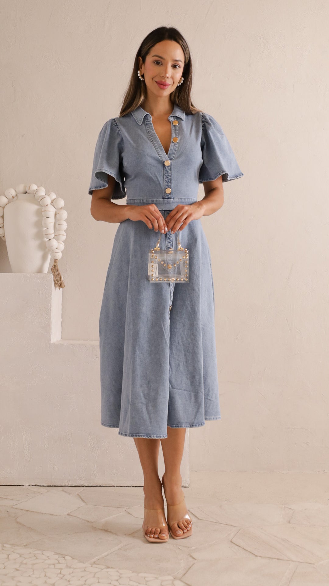 front view image 6 of Chone Denim Midi Dress