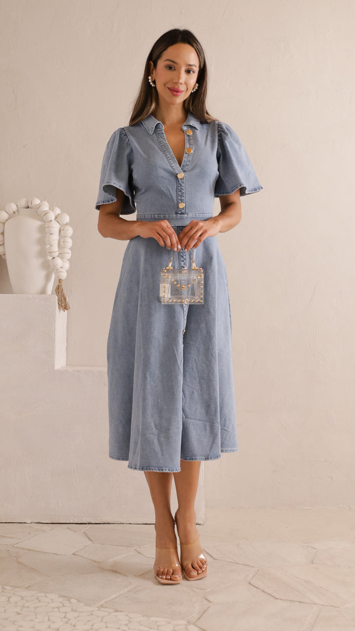 front view image 6 of Chone Denim Midi Dress
