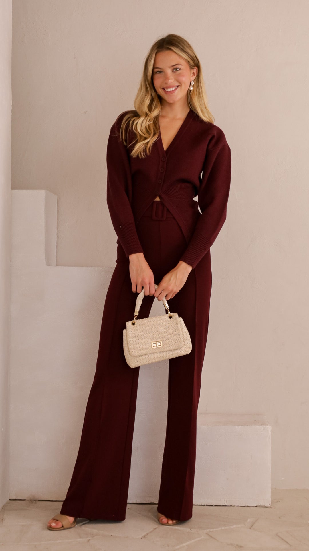 front view image 2 of Elara Knit Palazzo Pants