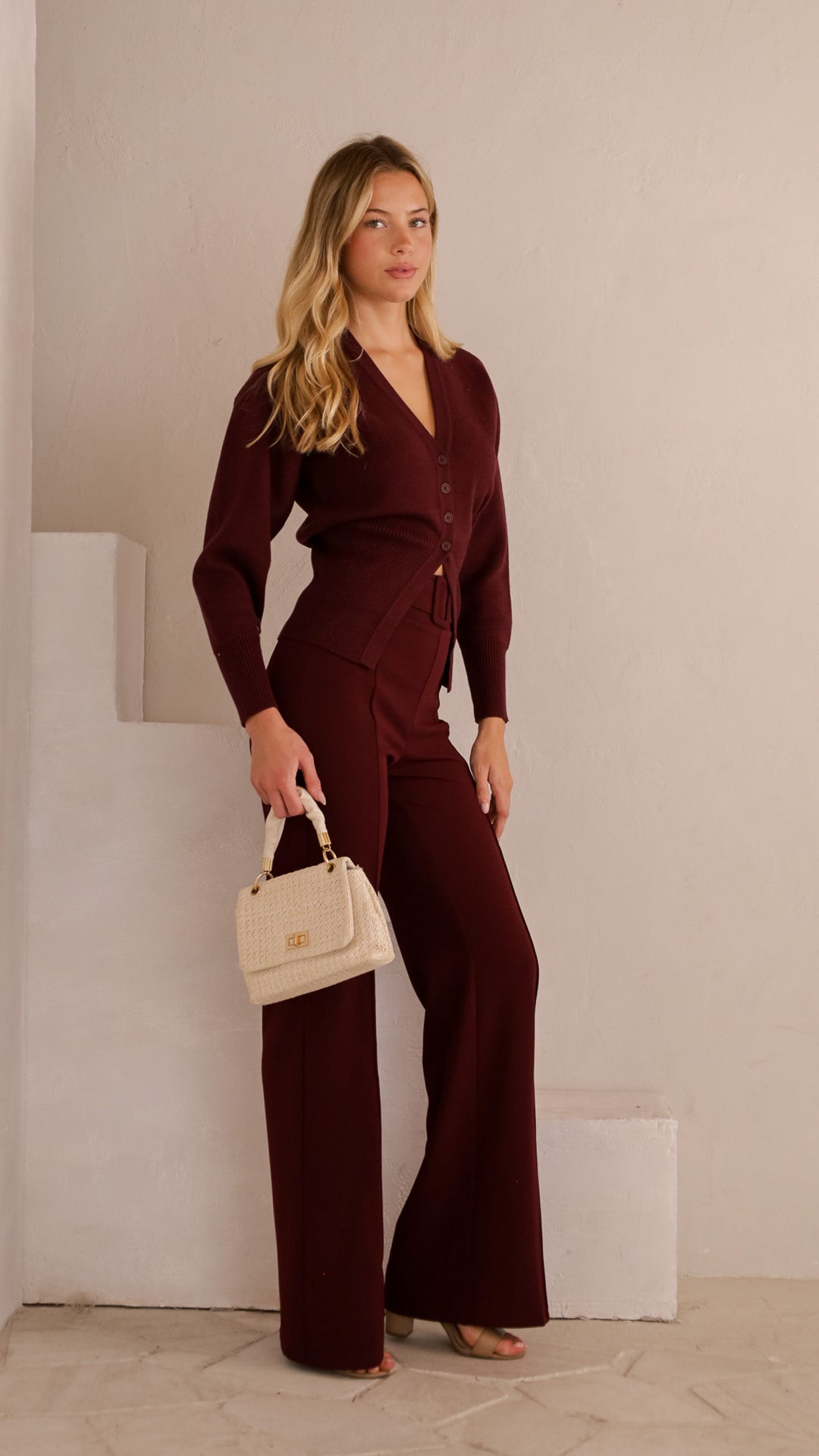 side view image 2 of Elara Knit Palazzo Pants