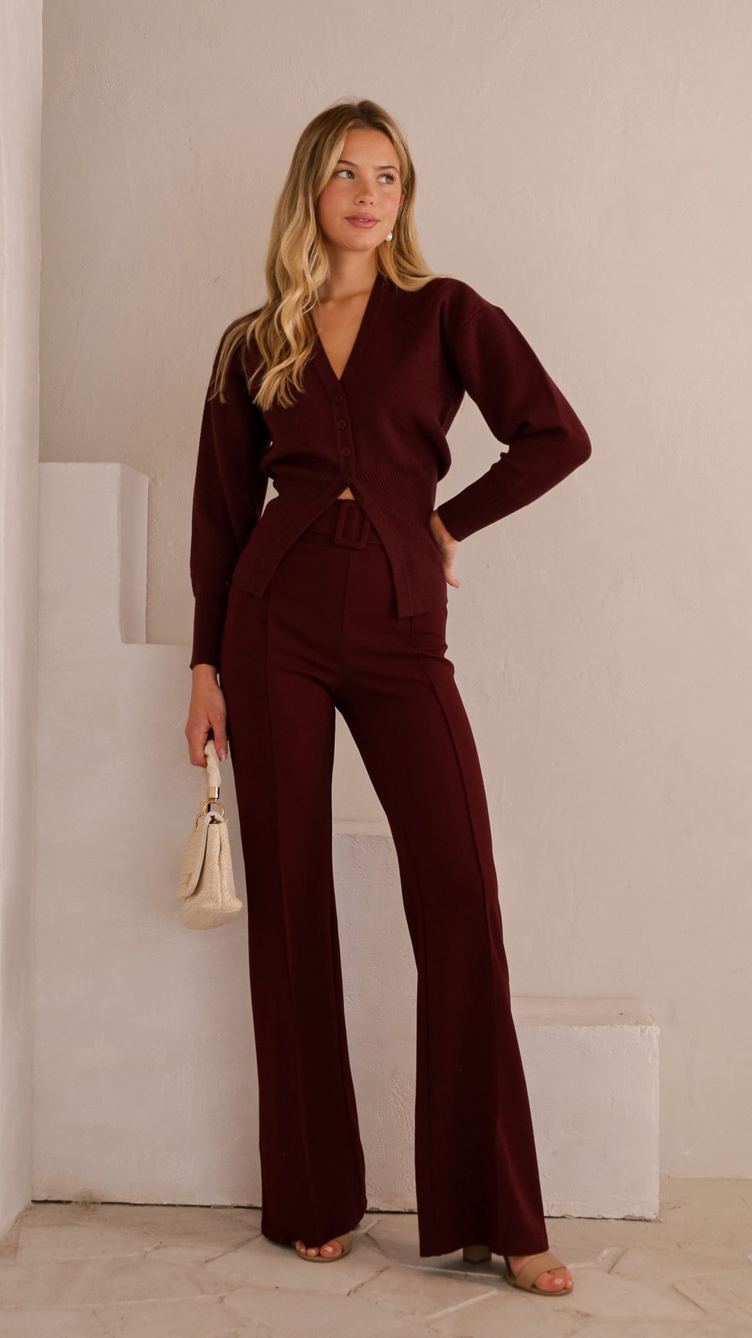 front view image 3 of Elara Knit Palazzo Pants