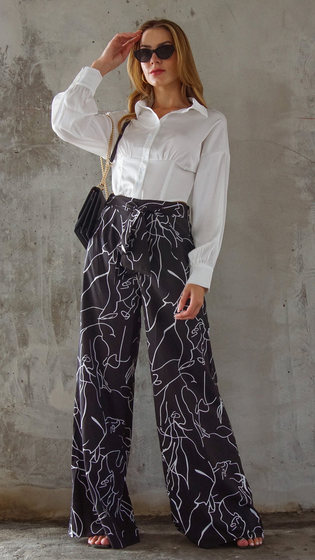 Aria Abstract Flare Pants in Black - Steps New York