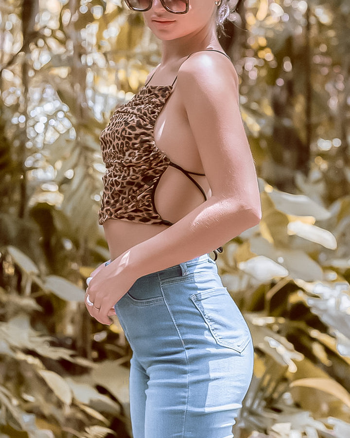 Can't Be Tamed Leopard Print Backless Top - Steps New York