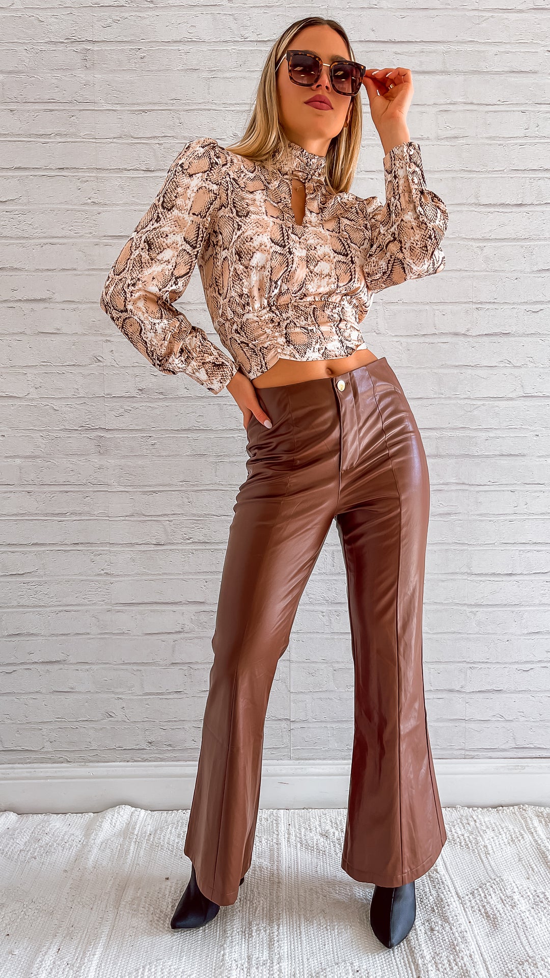 Lelina Flare Leather Pants - Steps New York