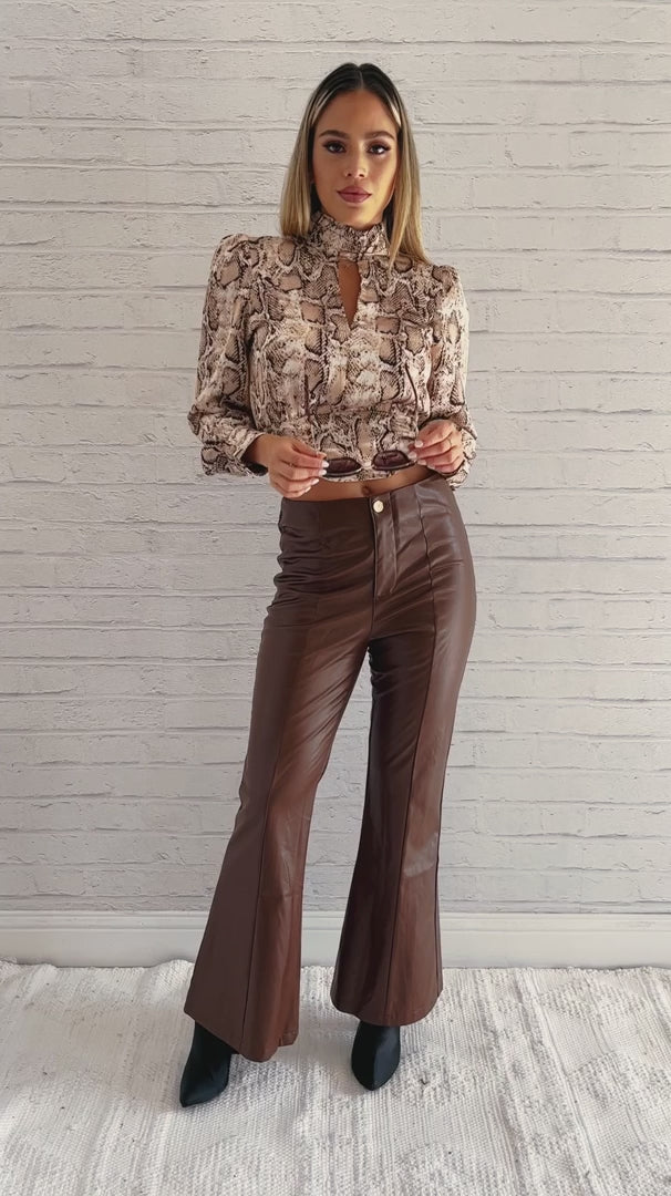 Lelina Flare Leather Pants